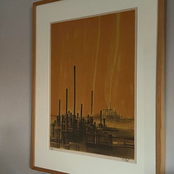 Signed Lithograph 'Factory Fire' by Richard Florsheim - Picture 4 of 8